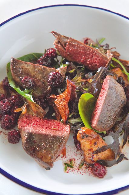 Pigeon with blackberries and chanterelles © Gavin Kingcome